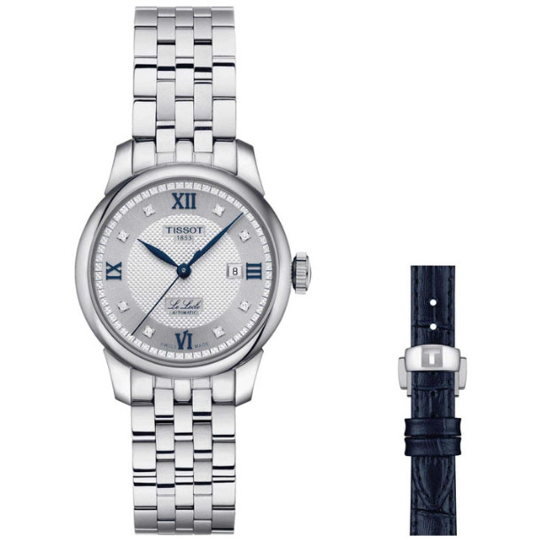 ΡΟΛΟΙ TISSOT  T0062071103601 TISSOT T-Classic Le Locle 20th Anniversary Diamonds Automatic Silver Stainless Steel Bracelet Gift Set