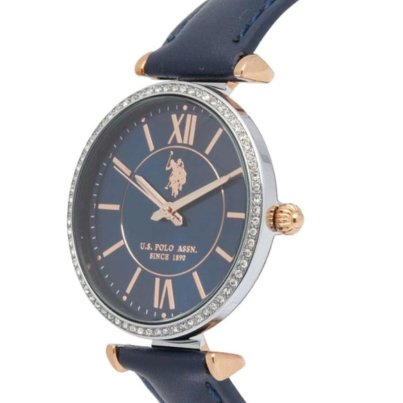 ΡΟΛΟΙ U.S. POLO  USP8195BL U.S.POLO Scarlet Crystals Blue Leather Strap