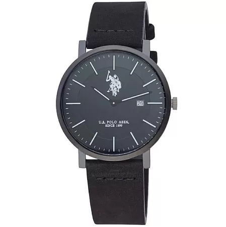 ΡΟΛΟΙ U.S. POLO  USP7158BK U.S.POLO Jackson Black Leather Strap