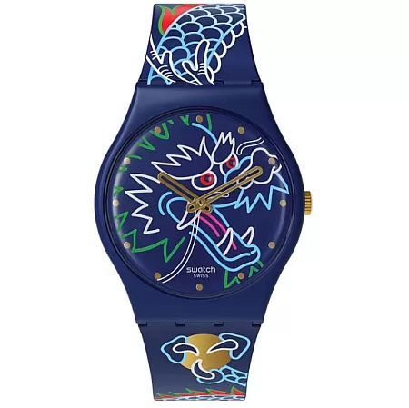 ΡΟΛΟΙ SWATCH  SO28Z125 SWATCH Gent Dragon In Waves Multicolor Silicone Strap