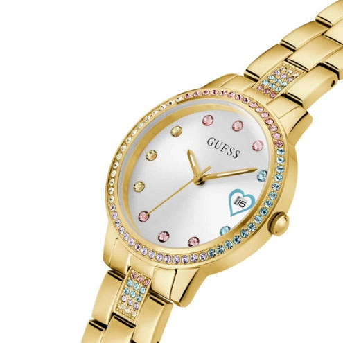 ΡΟΛΟΙ GUESS GW0657L2 GUESS Three Of Hearts Crystals Gold Stainless Steel Bracelet