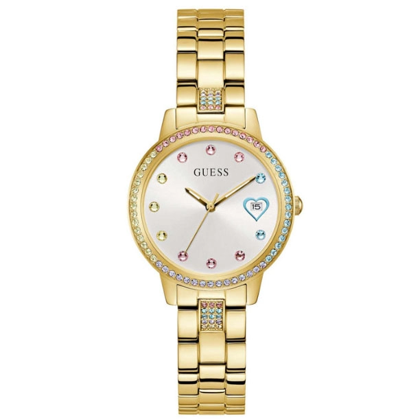 ΡΟΛΟΙ GUESS GW0657L2 GUESS Three Of Hearts Crystals Gold Stainless Steel Bracelet