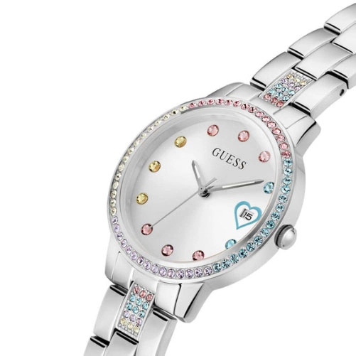 ΡΟΛΟΙ GUESS GW0657L1 GUESS Three Of Hearts Crystals Silver Stainless Steel Bracelet