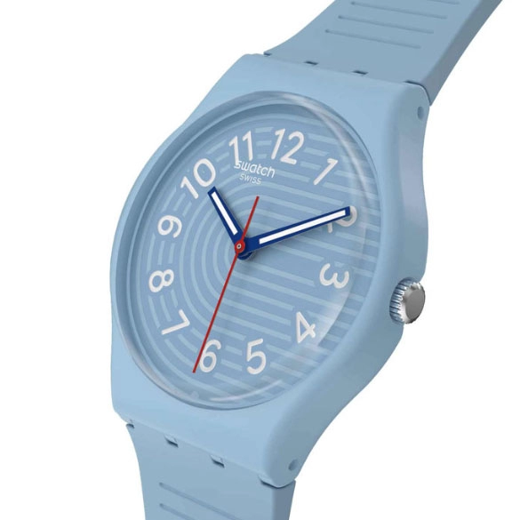 ΡΟΛΟΙ SWATCH SO28S104-5300 SWATCH Essentials Trendy Lines In The Sky Pay! Light Blue Silicone Strap