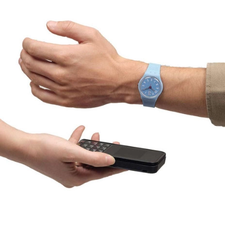 ΡΟΛΟΙ SWATCH SO28S104-5300 SWATCH Essentials Trendy Lines In The Sky Pay! Light Blue Silicone Strap