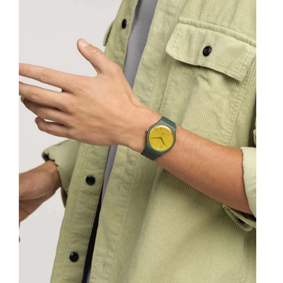 ΡΟΛΟΙ SWATCH SO29G103 SWATCH Essentials Gold In The Garden Green Biosourced Strap