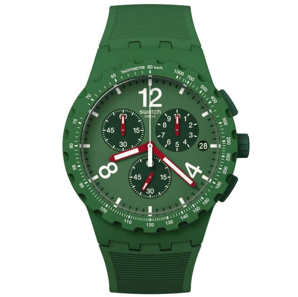 ΡΟΛΟΙ SWATCH SUSG407 SWATCH Essentials Primarily Green Chronograph Green Silicone Strap