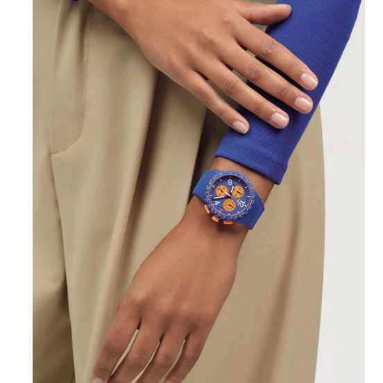 ΡΟΛΟΙ SWATCH SUSN419 SWATCH Essentials Primarily Blue Chronograph Blue Silicone Strap