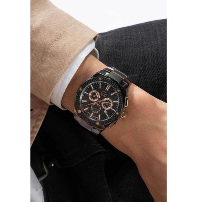 ΡΟΛΟΙ GUESS COLLECTION  Z37002G2MF GUESS Collection Fiber Chronograph Grey Stainless Steel Bracelet