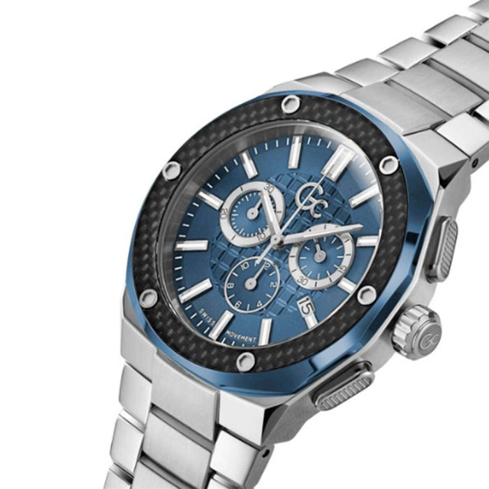ΡΟΛΟΙ GUESS COLLECTION  Z37001G7MF GUESS Collection Fiber Chronograph Silver Stainless Steel Bracelet
