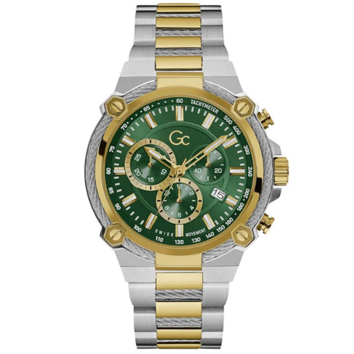 ΡΟΛΟΙ GUESS COLLECTION  Y24014G9MF GUESS Collection Cable Force Chronograph Two Tone Stainless Steel Bracelet