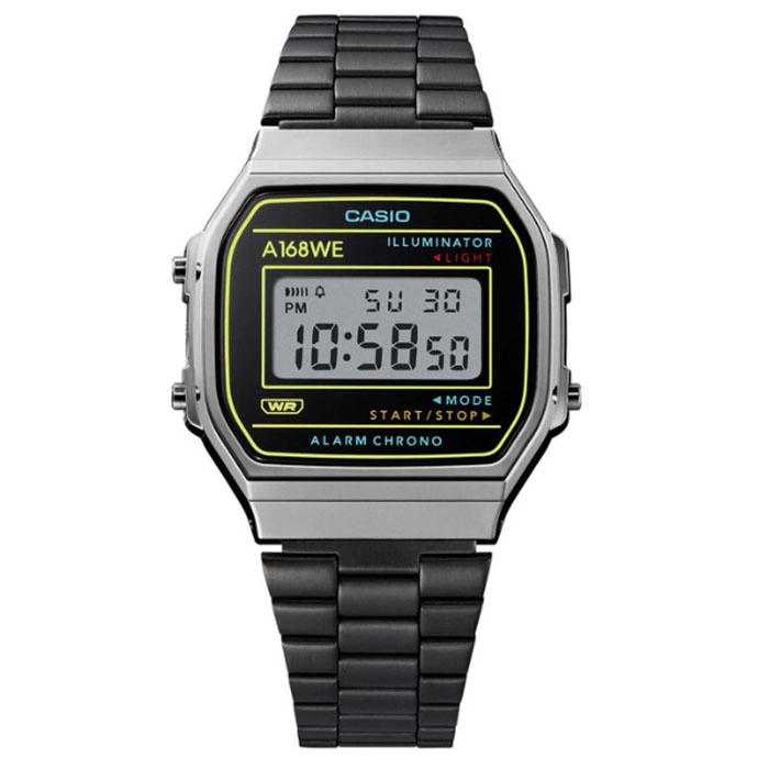 ΡΟΛΟΙ CASIO  A-168WEHB-1AEF CASIO Vintage Chronograph Black Stainless Steel Bracelet