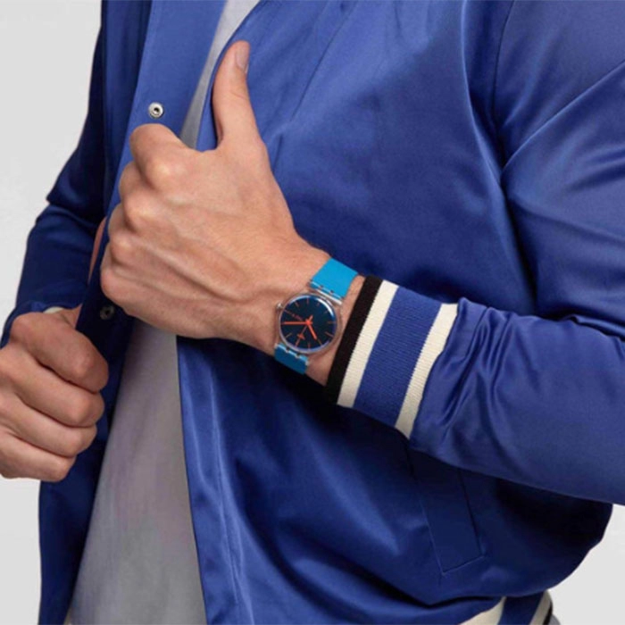 ΡΟΛΟΙ SWATCH  SO29K702-S14 SWATCH Transformation Polablue Blue Silicone Strap