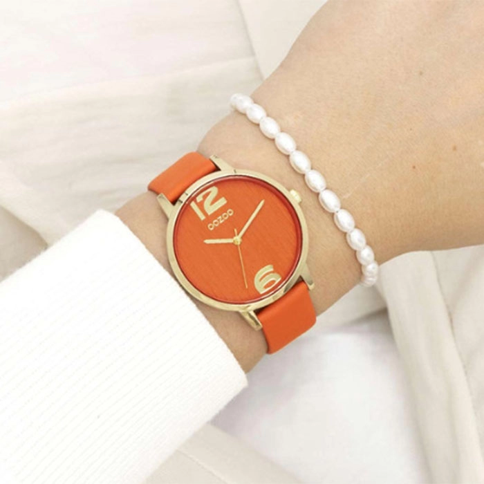 ΡΟΛΟΙ OOZOO  C11341 OOZOO Timepieces Orange Leather Strap
