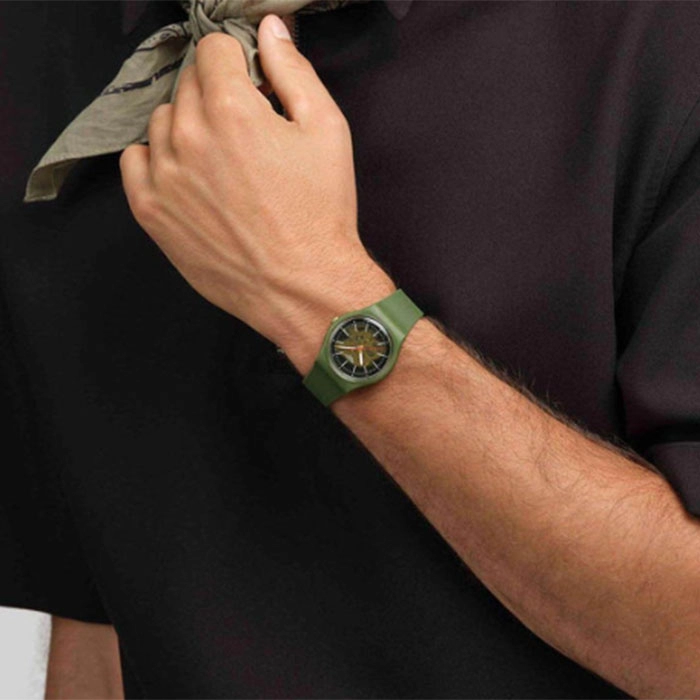 ΡΟΛΟΙ SWATCH  SO28G110 SWATCH Essentials Thru The Greenery Khaki Biosourced Strap