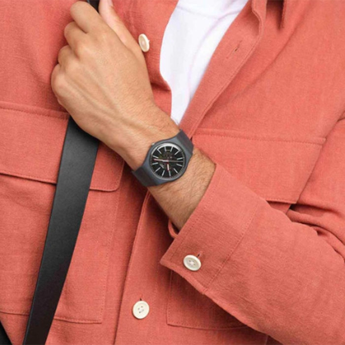 ΡΟΛΟΙ SWATCH  SO29A101 SWATCH Essentials Coblestone Street Grey Biosourced Strap