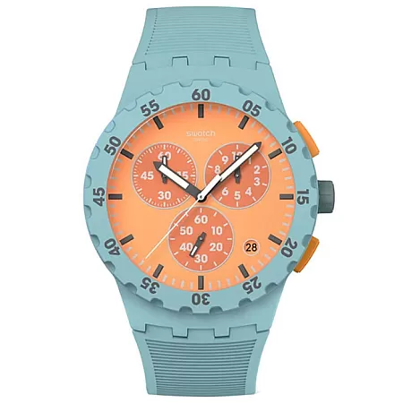 ΡΟΛΟΙ SWATCH  SUSL401 SWATCH Essentials Juicy Apricot Chronograph Turqoise Silicone Strap