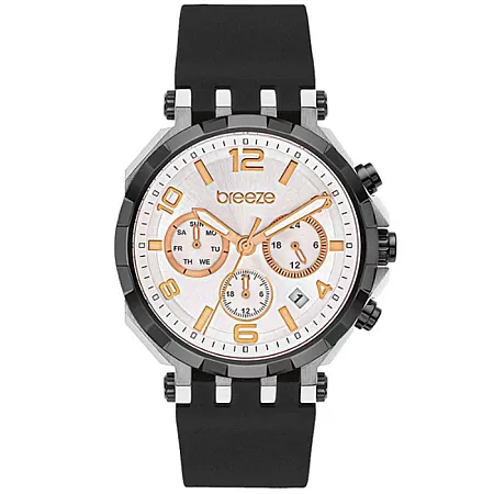 ΡΟΛΟΙ BREEZE  112291.13 BREEZE Mundus Dual Time Black Silicone Strap