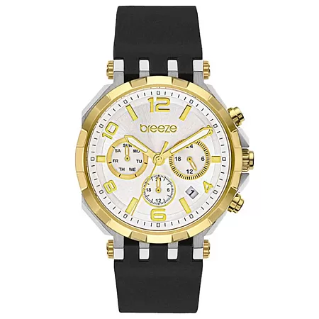 ΡΟΛΟΙ BREEZE  112291.11 BREEZE Mundus Dual Time Black Silicone Strap