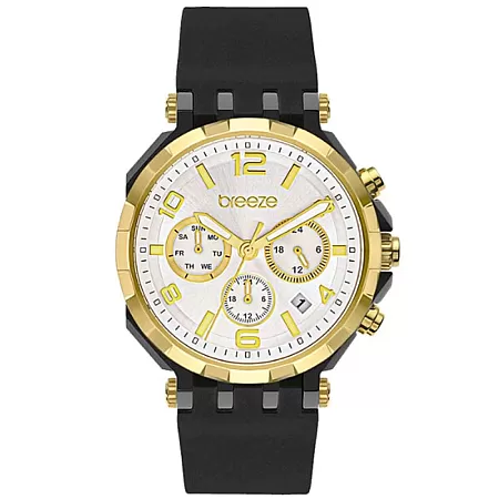 ΡΟΛΟΙ BREEZE  112291.10 BREEZE Mundus Dual Time Black Silicone Strap