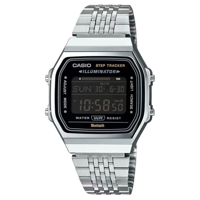 ΡΟΛΟΙ CASIO  ABL-100WE-1BEF CASIO Vintage Dual Time Chronograph Silver Stainless Steel Bracelet