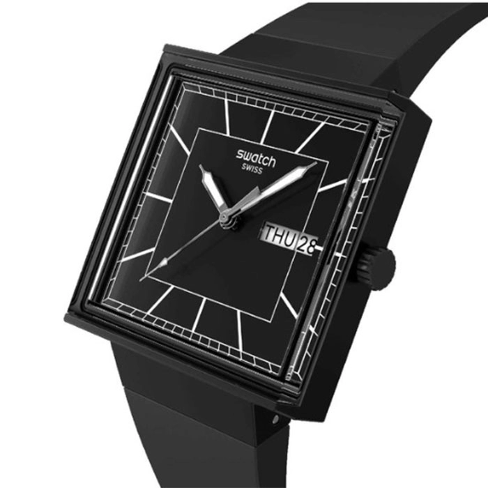 ΡΟΛΟΙ SWATCH  SO34B701 SWATCH Essentials What If Black Again Black Biosourced Strap