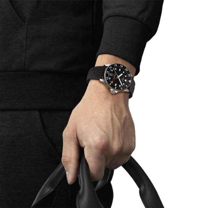 ΡΟΛΟΙ TISSOT  T1208521705100 TISSOT T-Sport Seastar 1000 Dual Time GMT Black Rubber Strap