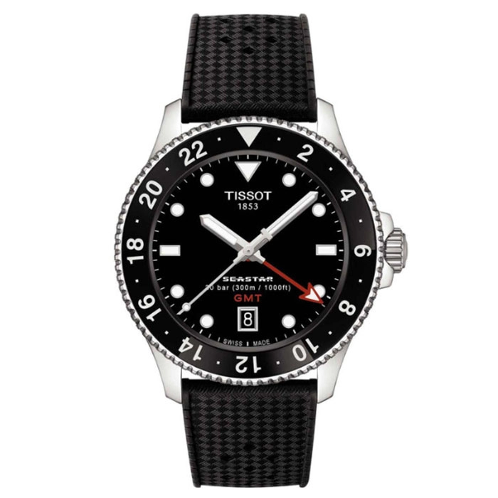 ΡΟΛΟΙ TISSOT  T1208521705100 TISSOT T-Sport Seastar 1000 Dual Time GMT Black Rubber Strap
