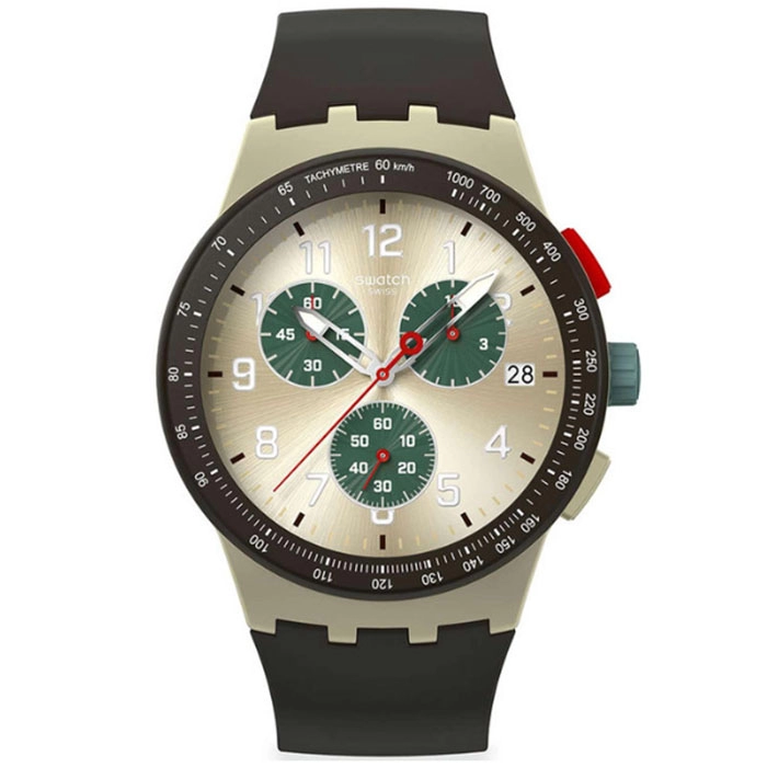 ΡΟΛΟΙ SWATCH  SUST402 SWATCH Essentials Obsidian Ink Chronograph Black Silicone Strap