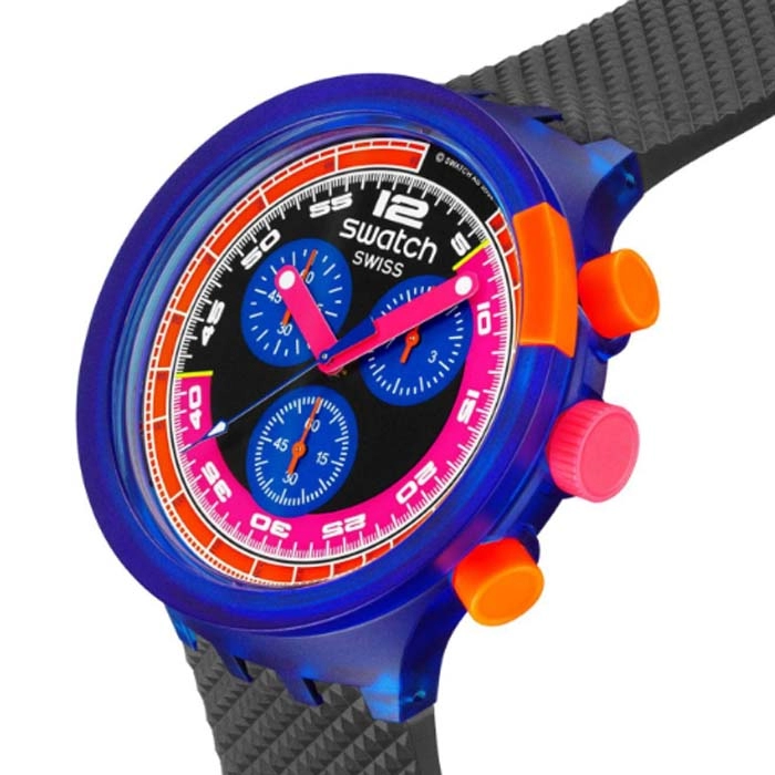 ΡΟΛΟΙ SWATCH SB06N102 SWATCH Neon Party To The Max Chronograph Black Biosourced Strap