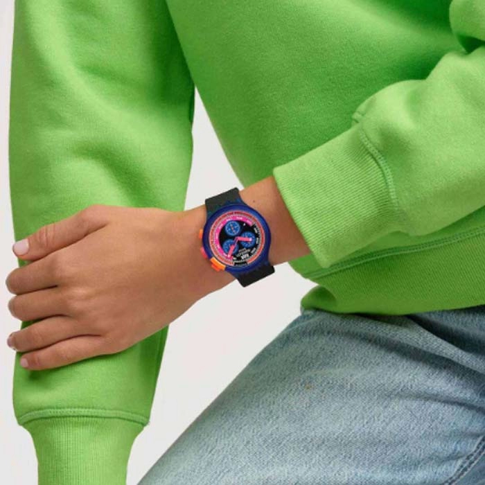 ΡΟΛΟΙ SWATCH SB06N102 SWATCH Neon Party To The Max Chronograph Black Biosourced Strap