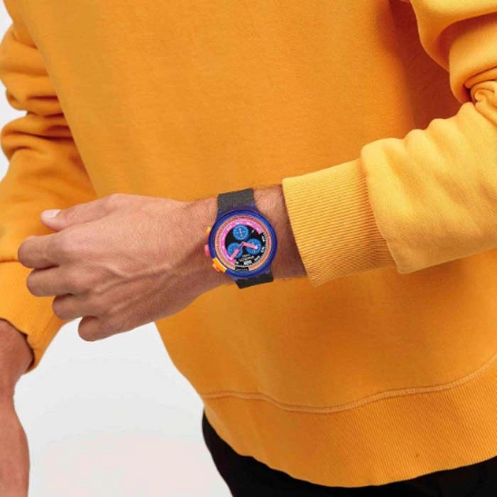 ΡΟΛΟΙ SWATCH SB06N102 SWATCH Neon Party To The Max Chronograph Black Biosourced Strap