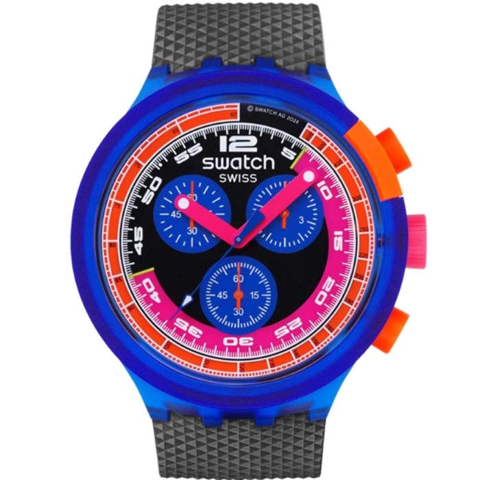 ΡΟΛΟΙ SWATCH SB06N102 SWATCH Neon Party To The Max Chronograph Black Biosourced Strap