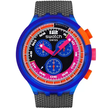ΡΟΛΟΙ SWATCH SB06N102 SWATCH Neon Party To The Max Chronograph Black Biosourced Strap