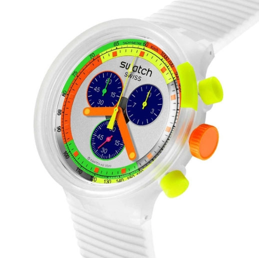 ΡΟΛΟΙ SWATCH SB02K100 SWATCH Neon Jelly Chronograph White Silicone Strap