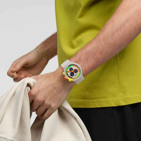 ΡΟΛΟΙ SWATCH SB02K100 SWATCH Neon Jelly Chronograph White Silicone Strap