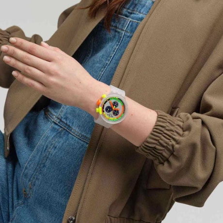 ΡΟΛΟΙ SWATCH SB02K100 SWATCH Neon Jelly Chronograph White Silicone Strap