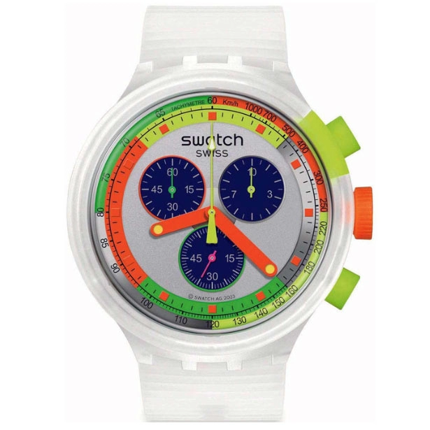 ΡΟΛΟΙ SWATCH SB02K100 SWATCH Neon Jelly Chronograph White Silicone Strap