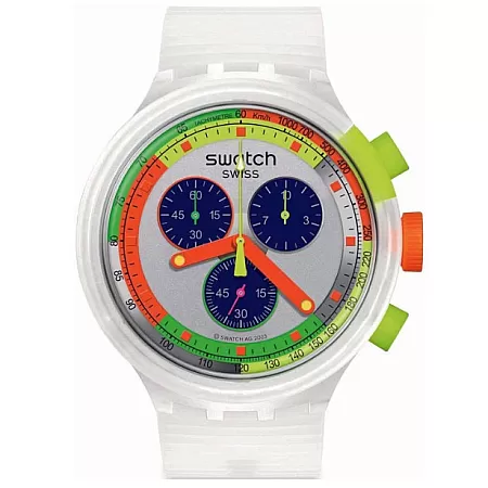 ΡΟΛΟΙ SWATCH SB02K100 SWATCH Neon Jelly Chronograph White Silicone Strap