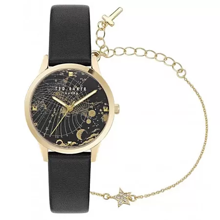 ΡΟΛΟΙ TED BAKER BKGFW2302 TED BAKER Fitzrovia Constellation Black Leather Strap Gift Set