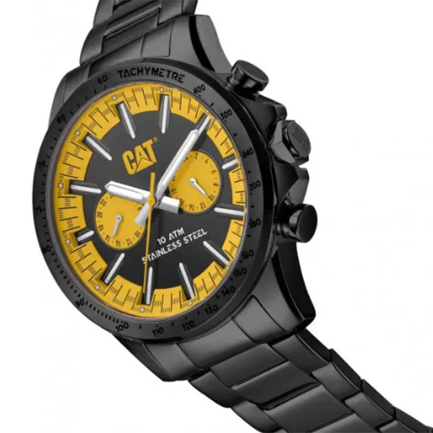 ΡΟΛΟΙ CATERPILLAR  AD16916131 CATERPILLAR Boston Multi Dual Time Black Stainless Steel Bracelet