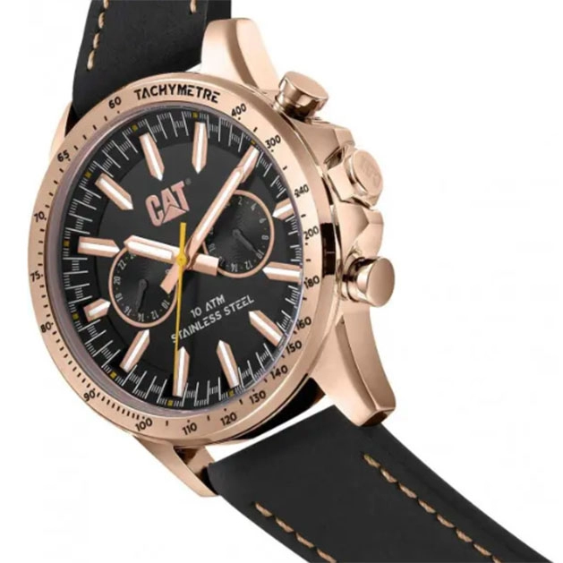 ΡΟΛΟΙ CATERPILLAR  AD19934139 CATERPILLAR Boston Multi Dual Time Black Leather Strap