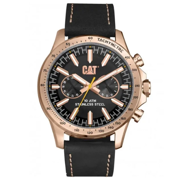 ΡΟΛΟΙ CATERPILLAR  AD19934139 CATERPILLAR Boston Multi Dual Time Black Leather Strap