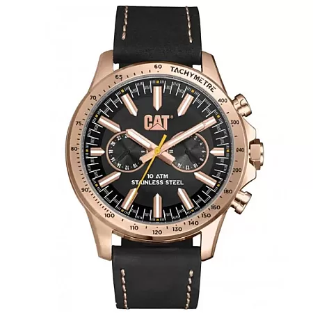 ΡΟΛΟΙ CATERPILLAR  AD19934139 CATERPILLAR Boston Multi Dual Time Black Leather Strap
