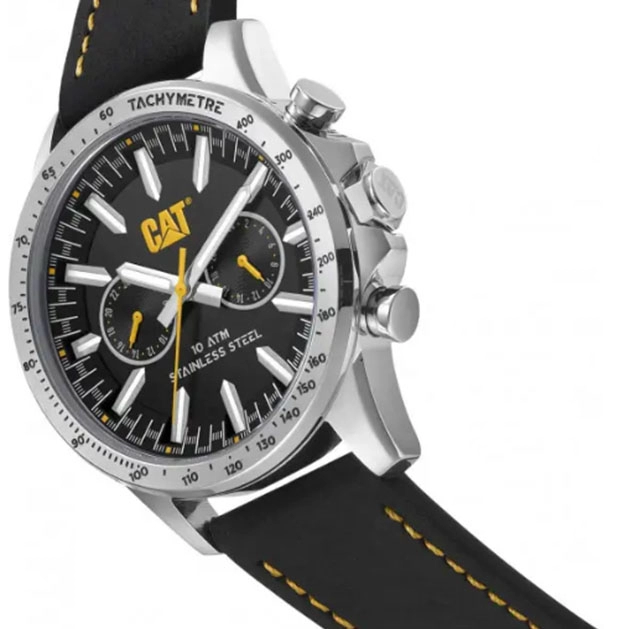 ΡΟΛΟΙ CATERPILLAR  AD14934131 CATERPILLAR Boston Multi Dual Time Black Leather Strap