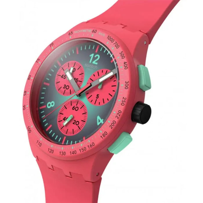ΡΟΛΟΙ SWATCH  SUSP100 SWATCH Essentials Chronograph Paradiso Kinetiko Two Tone Silicone Strap