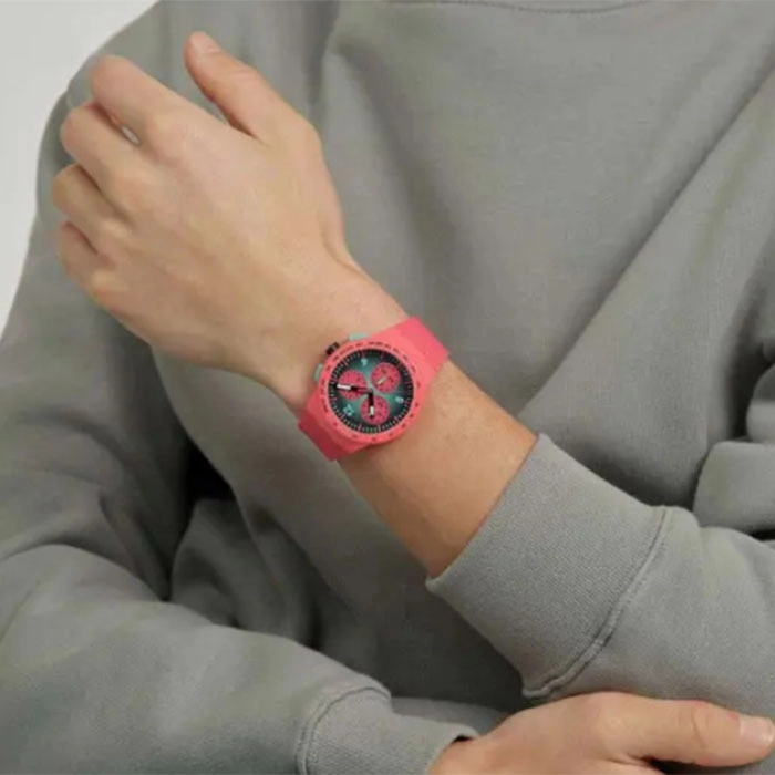 ΡΟΛΟΙ SWATCH  SUSP100 SWATCH Essentials Chronograph Paradiso Kinetiko Two Tone Silicone Strap