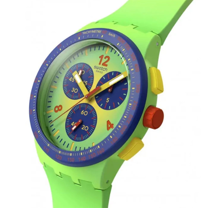 ΡΟΛΟΙ SWATCH  SUSG101 SWATCH Essentials Chronograph Flowing Freshly Two Tone Silicone Strap