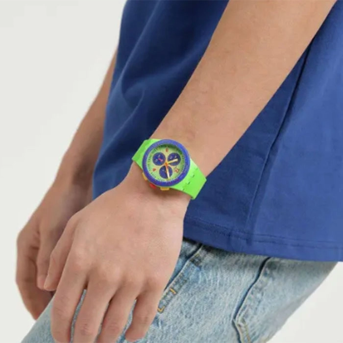 ΡΟΛΟΙ SWATCH  SUSG101 SWATCH Essentials Chronograph Flowing Freshly Two Tone Silicone Strap