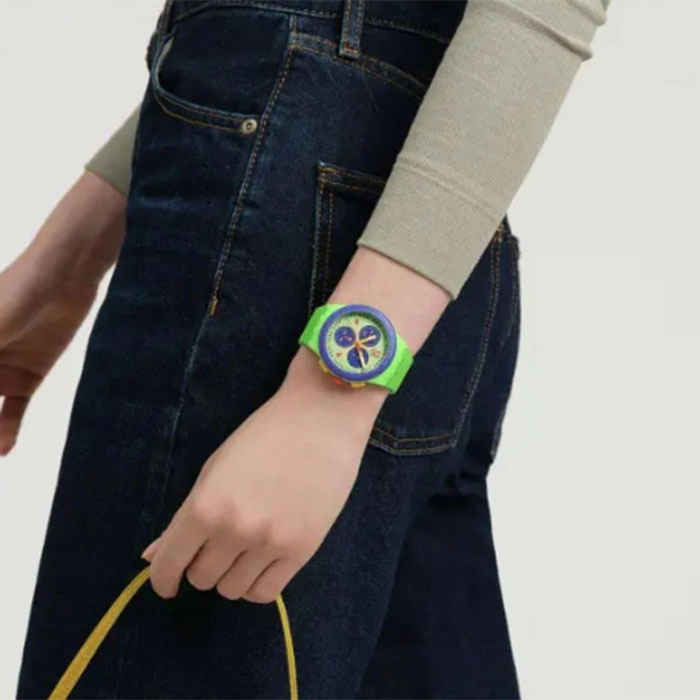 ΡΟΛΟΙ SWATCH  SUSG101 SWATCH Essentials Chronograph Flowing Freshly Two Tone Silicone Strap